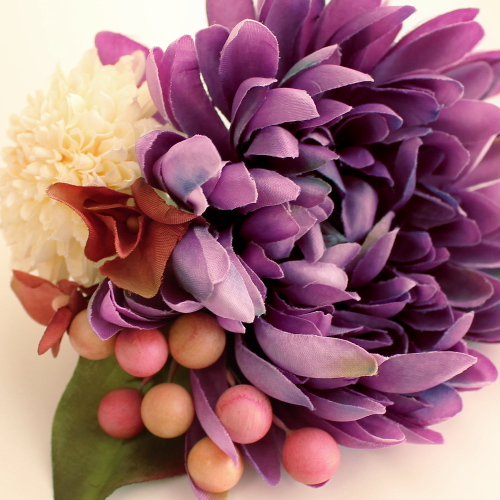芍薬とマムの髪飾り（パープル） - airaka｜花飾りのアトリエ
