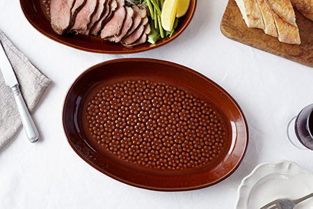 イ36 あめ色 楕円大皿 flower pattern - 益子焼の小さな窯元