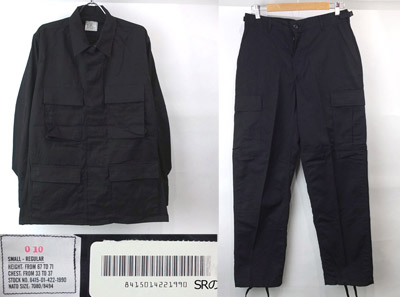 デッドストック 米軍ブラック BDU シャツジャケット・パンツ