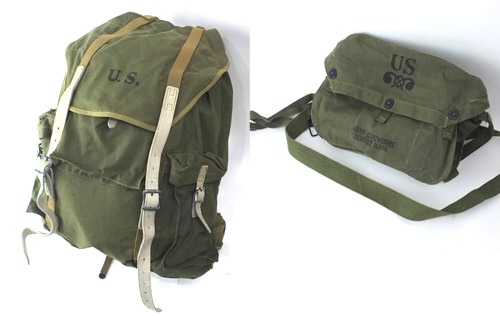 米軍 WW2 ヴィンテージリュック、ガスマスクバッグ
